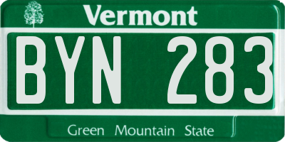 VT license plate BYN283