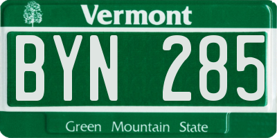 VT license plate BYN285