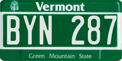 VT license plate BYN287
