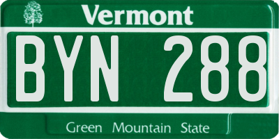 VT license plate BYN288