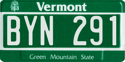 VT license plate BYN291