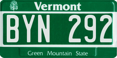 VT license plate BYN292