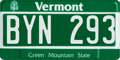 VT license plate BYN293