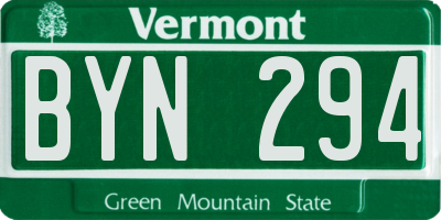 VT license plate BYN294