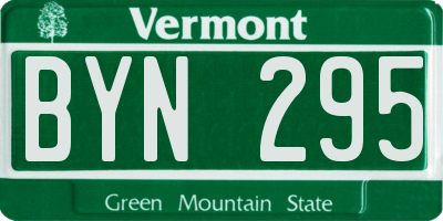 VT license plate BYN295