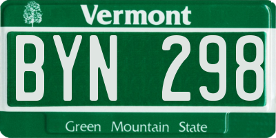 VT license plate BYN298
