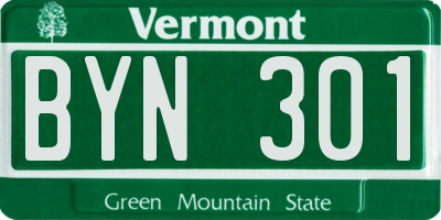 VT license plate BYN301