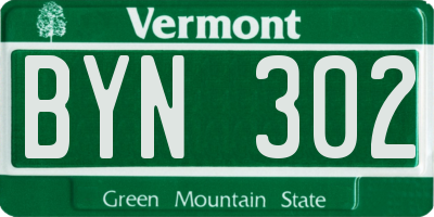 VT license plate BYN302