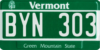 VT license plate BYN303