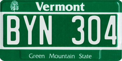 VT license plate BYN304