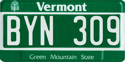 VT license plate BYN309