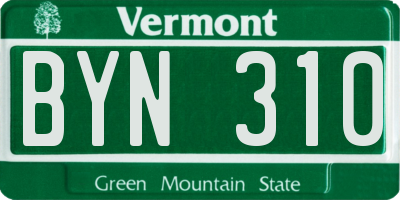 VT license plate BYN310