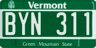 VT license plate BYN311