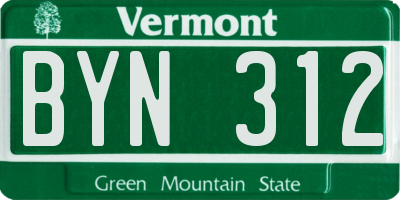 VT license plate BYN312
