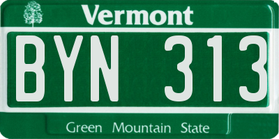 VT license plate BYN313