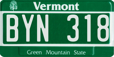 VT license plate BYN318