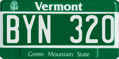 VT license plate BYN320