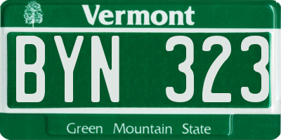 VT license plate BYN323