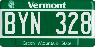 VT license plate BYN328