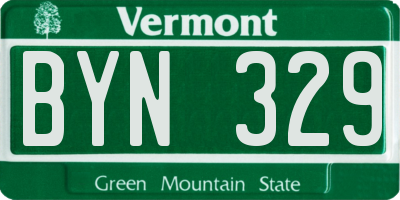VT license plate BYN329
