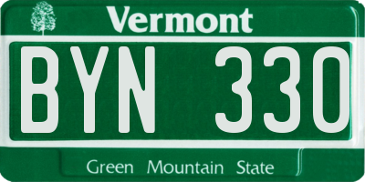 VT license plate BYN330