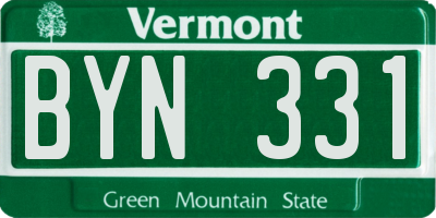VT license plate BYN331