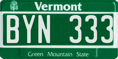 VT license plate BYN333