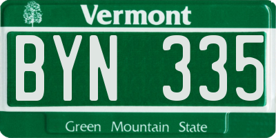 VT license plate BYN335