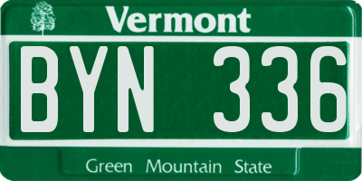 VT license plate BYN336