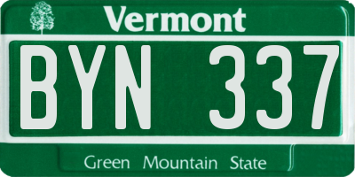 VT license plate BYN337