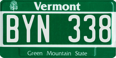 VT license plate BYN338