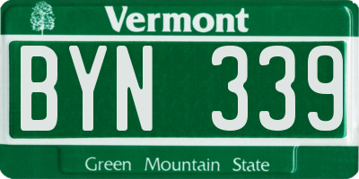 VT license plate BYN339