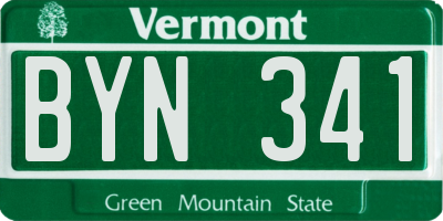 VT license plate BYN341