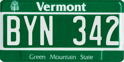 VT license plate BYN342