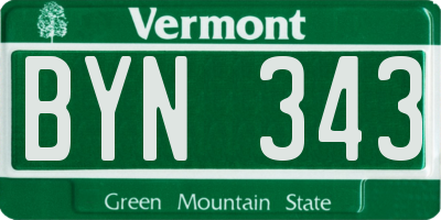 VT license plate BYN343