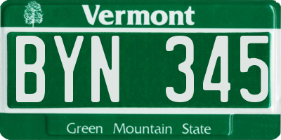 VT license plate BYN345