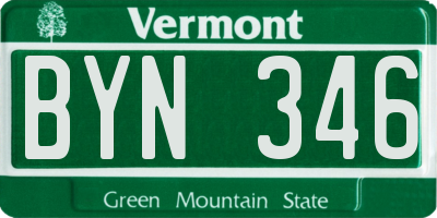 VT license plate BYN346