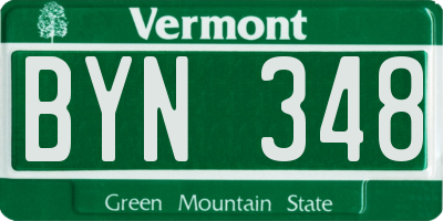 VT license plate BYN348