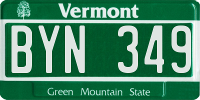VT license plate BYN349