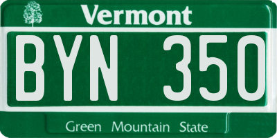 VT license plate BYN350