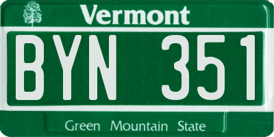 VT license plate BYN351