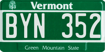 VT license plate BYN352