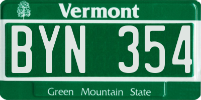 VT license plate BYN354