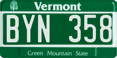 VT license plate BYN358