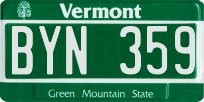 VT license plate BYN359