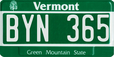 VT license plate BYN365