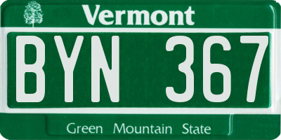 VT license plate BYN367