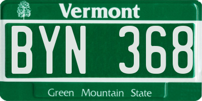 VT license plate BYN368