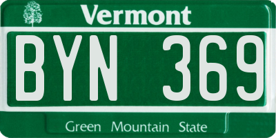 VT license plate BYN369