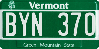 VT license plate BYN370